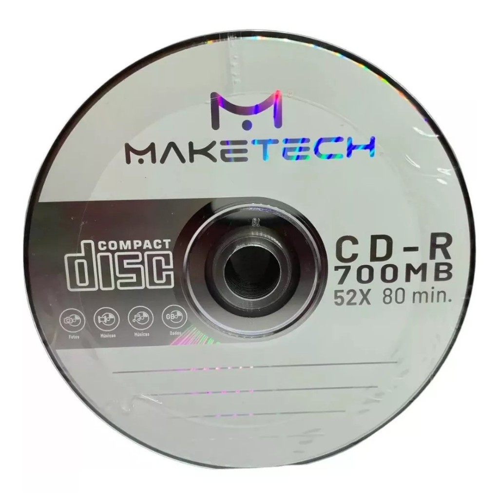10 unidades de Mídia Virgem CD-R 52x 700mb 80min – Maketech