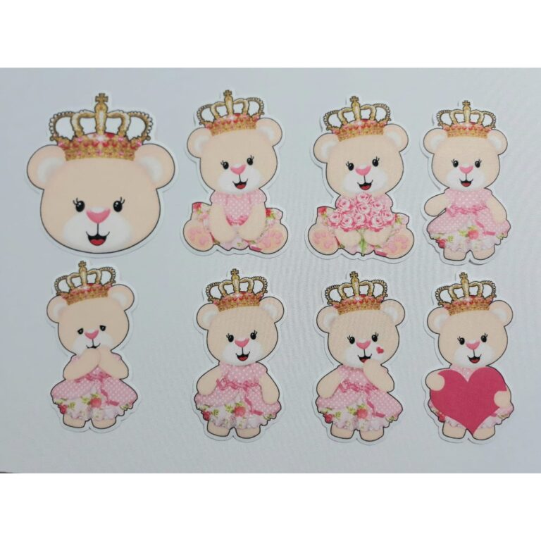 8 Ursinhas Princesas Termocolante Aplique Estampad