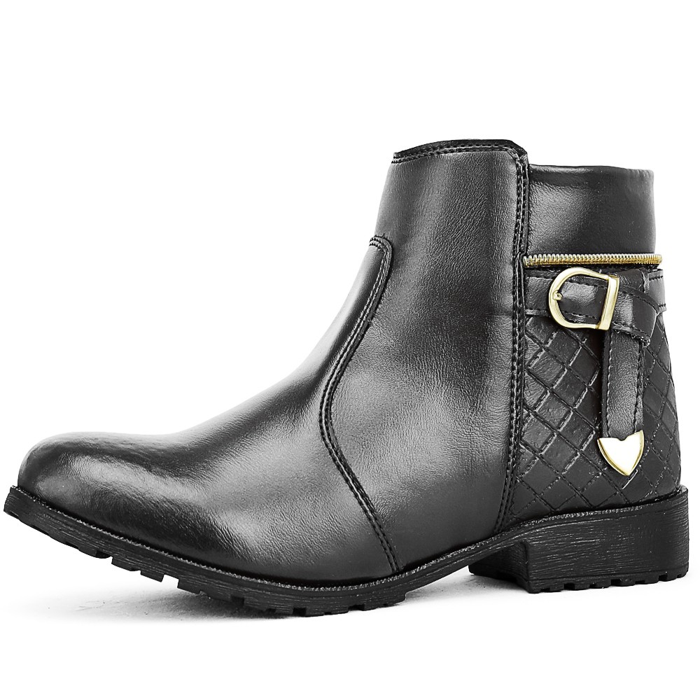 Bota Feminina Cano Curto Botina Casual Social Preto Marrom