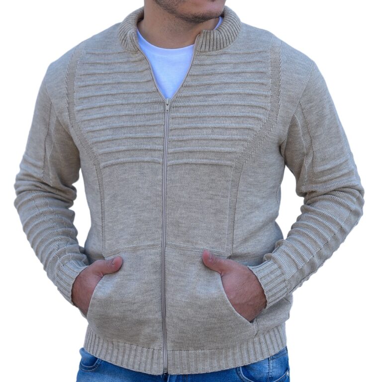 Blusa suéter masculino gola redonda tricô cardig