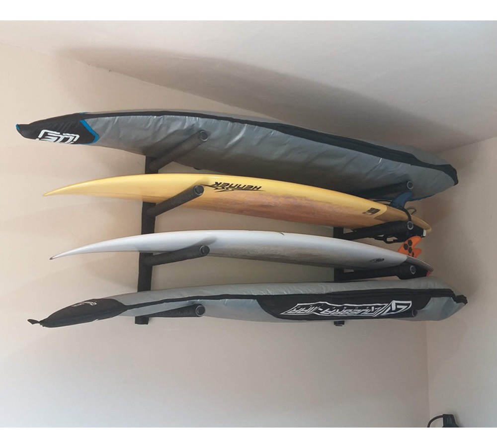 Suporte para Prancha de Surf de Parede para 4, 3 Ou 2 Pranchas Rack Forrado e Reforçado Acompanha Pa