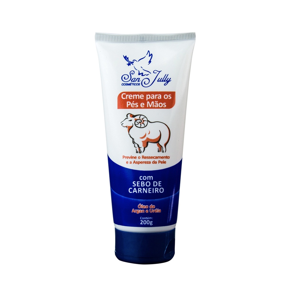 Creme para Pés e Mãos com Sebo de Carneiro 200g – San Jully