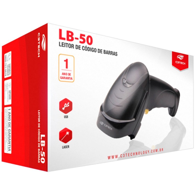LEITOR DE CODIGO DE BARRAS USB LB-50BK C3 TECH