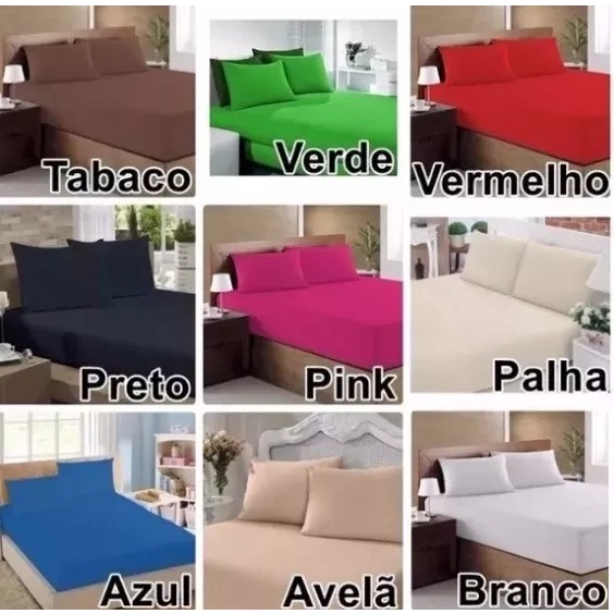 Kit Jogo Lençol De Cama Casal 3 Peças Liso C/ El