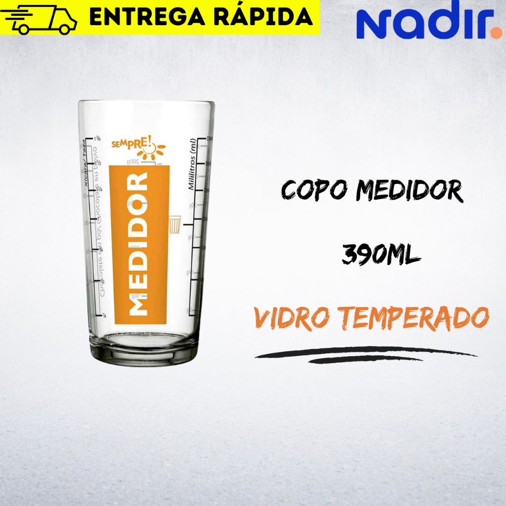 Copo Medidor 390ml Vidro Temperado – Nadir