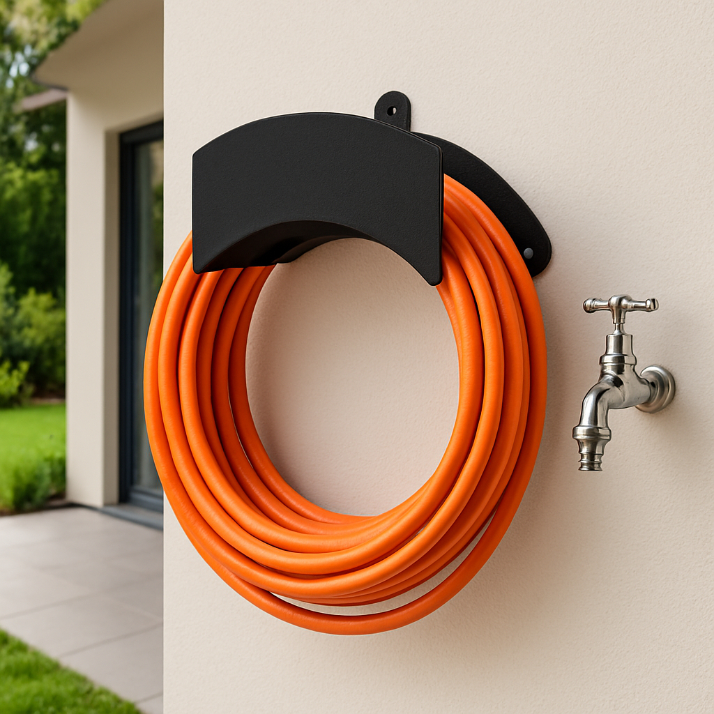 Suporte de enrolar mangueira de jardim quintal suporte fixo na parede em aço modelo CLEAN