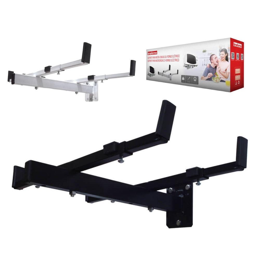 Suporte para Forno Microondas Miro-ondas e Elétrico de Parede Brasforma Preto / Branco