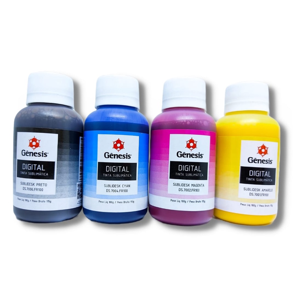 Kit 4 Tintas Sublimáticas Gênesis – Para Epson 4x 100ml (NOVA EMBALAGEM)