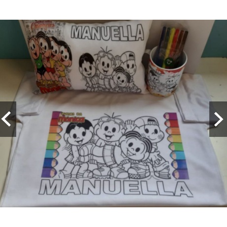 Kit Colorir Infantil: Camiseta + Caneca + Almofada