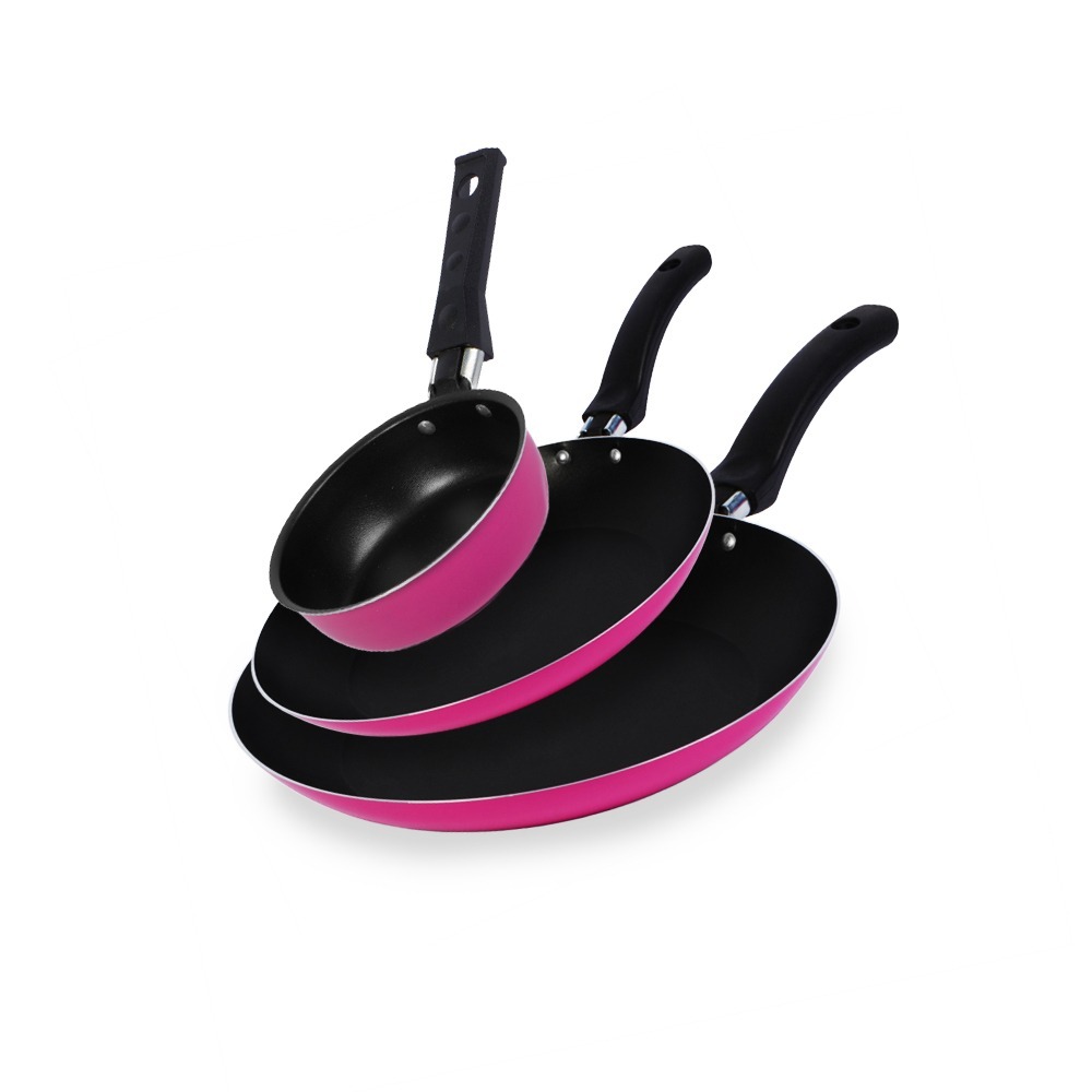 Jogo De Frigideiras Francesas 3 Peças 14 18 24Cm Rosa Nacional