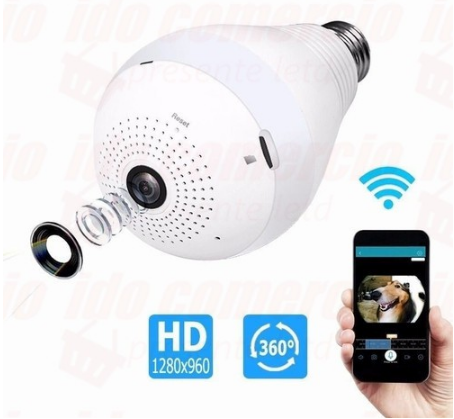 Lâmpada Espiã Câmera Visão Noturna Ip Led Wifi