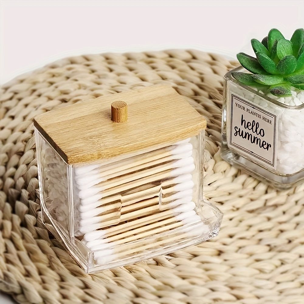 Porta Cotonete Higiene Composto de Acrílico Ou Bambu Pessoal Limpeza De Pele Fratelli Organizadores