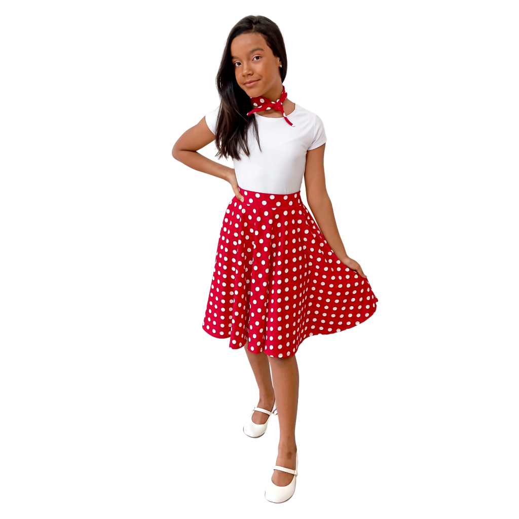 Saia Godê Infantil Poá Bolinha Moda Evangélica Feminina