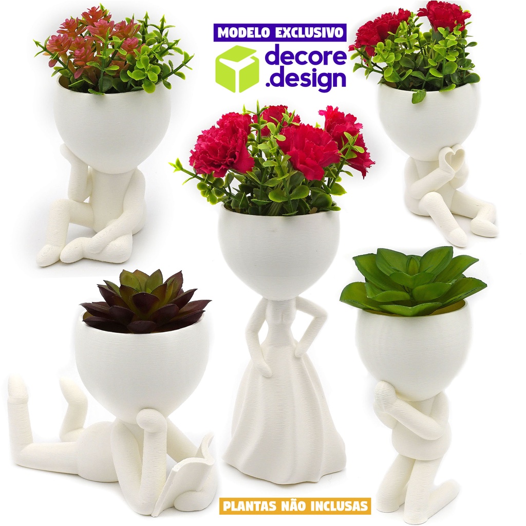 Vaso Suculenta Robert Plant Bob – Kit Com 5 Vasos Suculentas – KIT 1 – DECORE DESIGN
