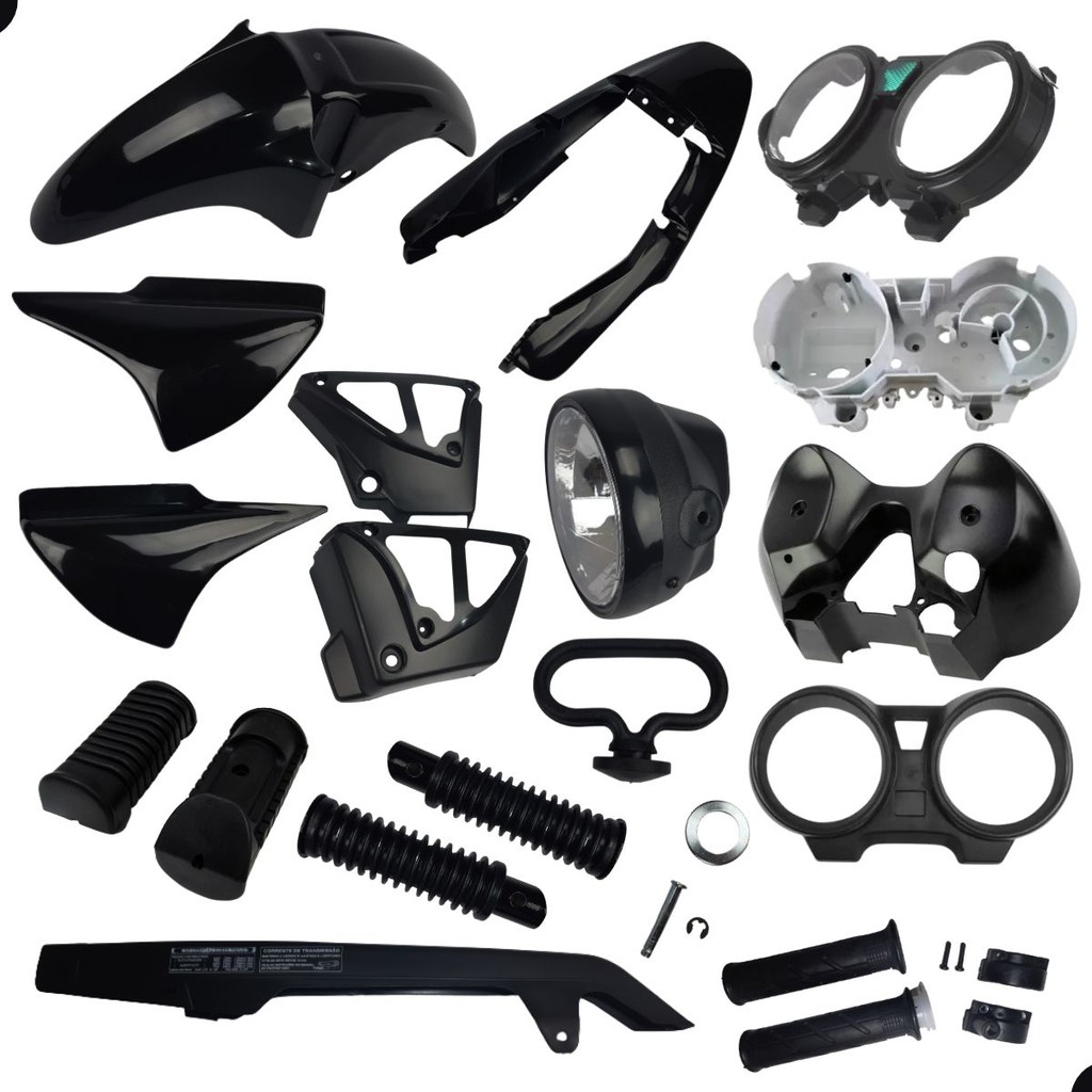 KIT PLASTICO COMPLETO CG 150 TITAN 2004 A 2008 PRETO