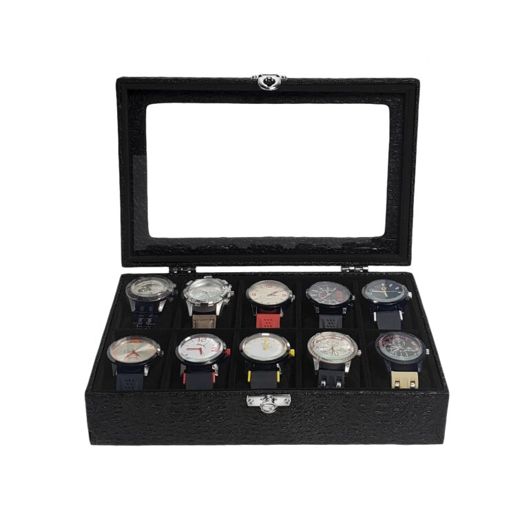 Caixa Maleta Estojo Preto Para Guardar 10 Relógio