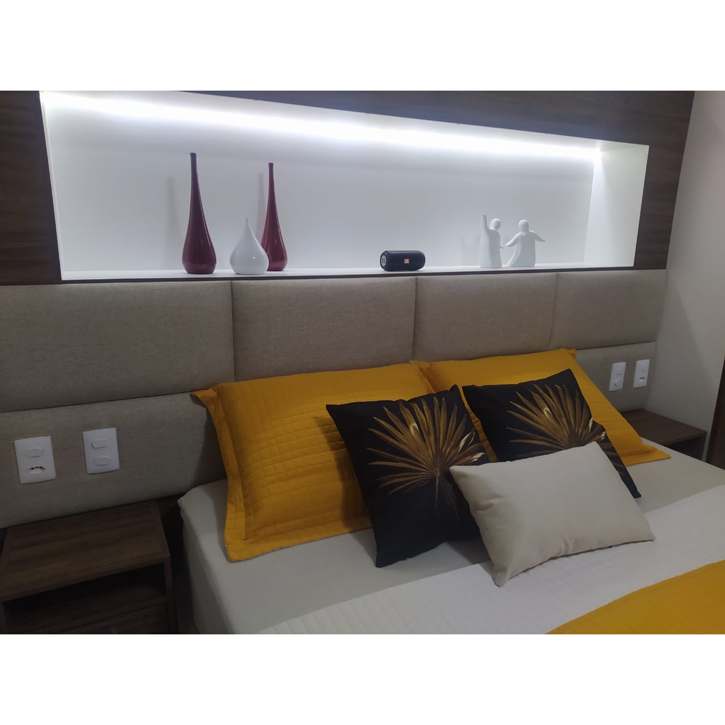 Placa Estofada adesiva e decorativa para cabeceira de cama 60x30CM (1peça)