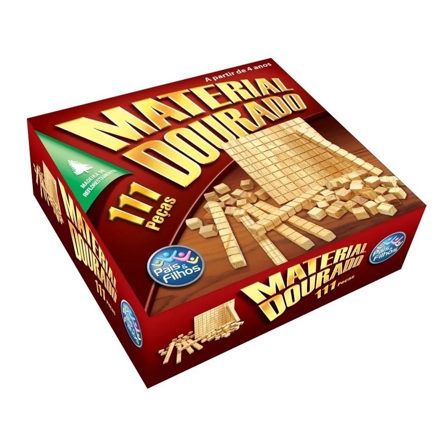 Jogo Didático Material Dourado Madeira 111 Peças Educativo