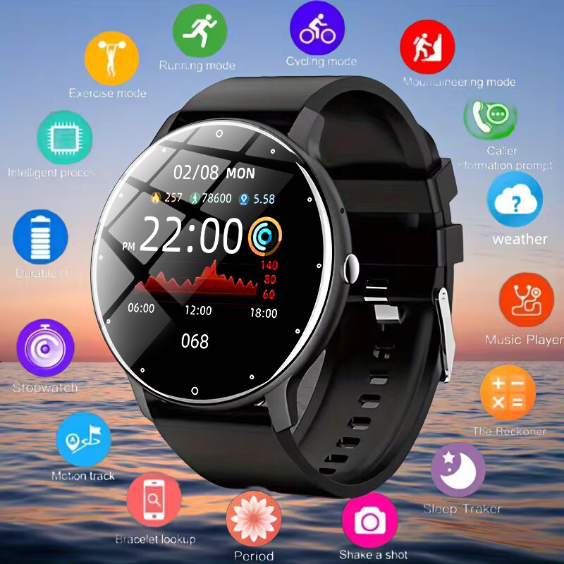 LIGE Relógio inteligente masculino à prova dágua com Bluetooth de freqüência cardíaca