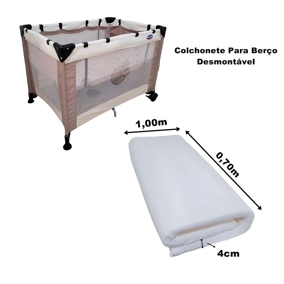 Colchonete Desmontavel E Dobravel Para Berço 70×1,00 – Branco Camping – pronta entrega
