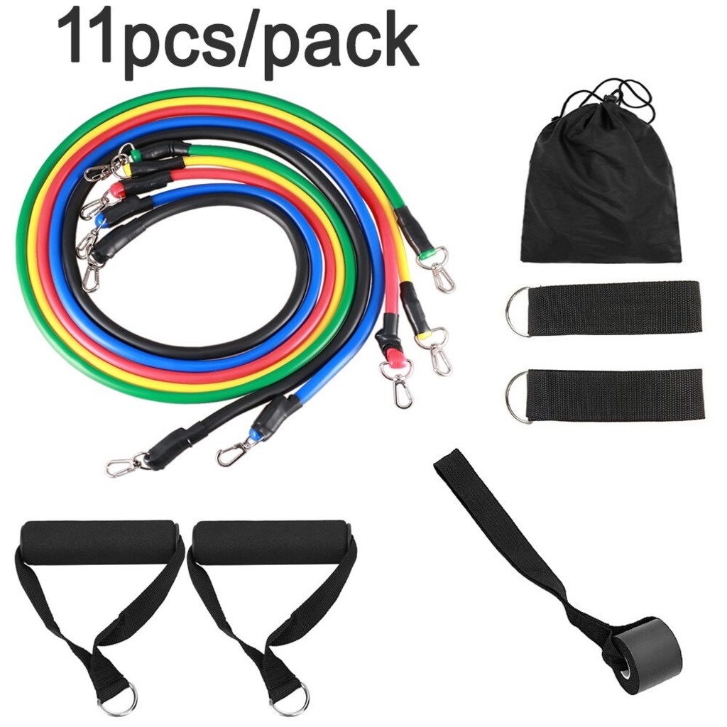 11 Pçs / Set Elásticos Puxar Corda Para Casa Ginásio Equipamentos De Treino De Fitness Exercício Res