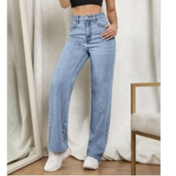 Calça Jeans Feminina Wide Leg Shopee Gaven Cintur