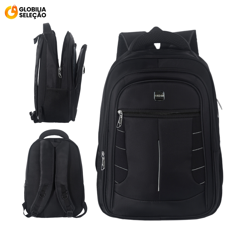 Mochila Escolar Notebook Masculina Feminina Bolsa Resistente MA0717-JZ_PREROEBRANCO