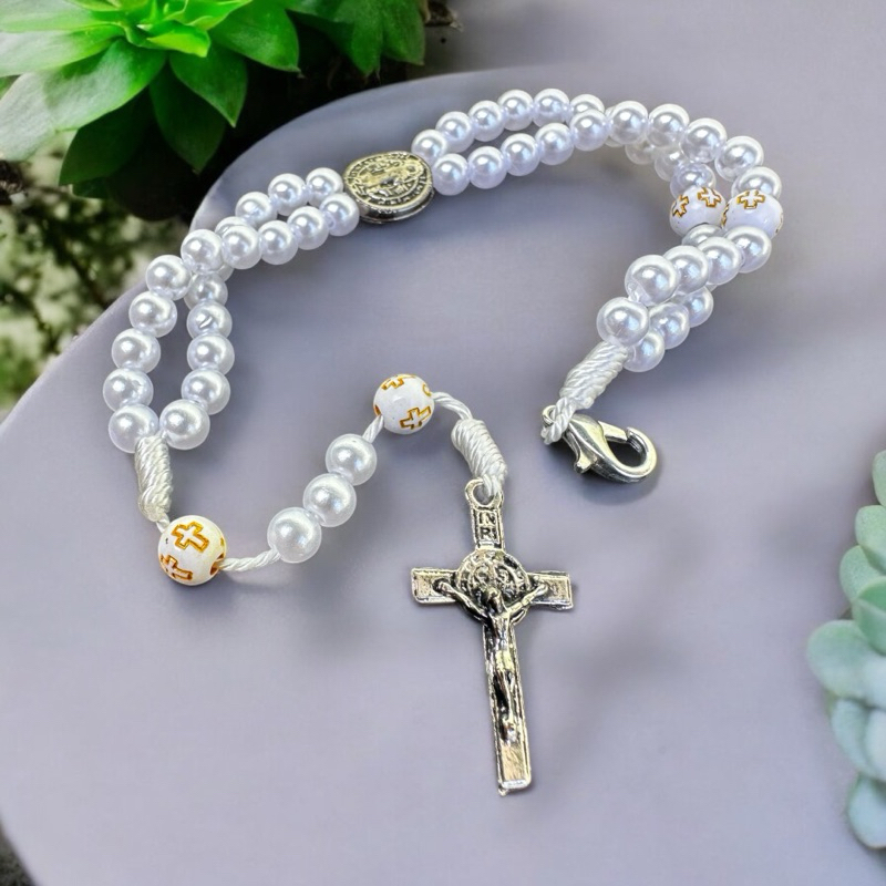 Terço De Pulso Pérola São Bento NOVIDADE Pulseira Religiosa