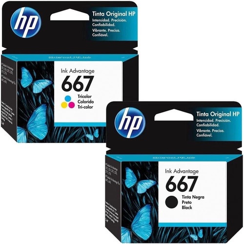 Kit Cartucho Hp 667 Preto + 667 Colorido Original 