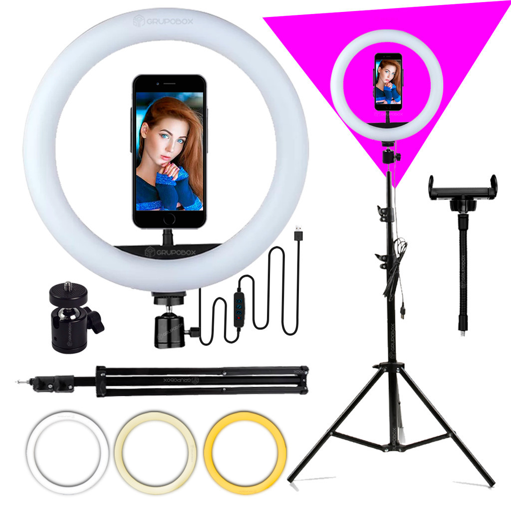 Ring Light Iluminador 10 Polegadas Com Tripé de 2.10 Metros Para Celular Luz High Light Led