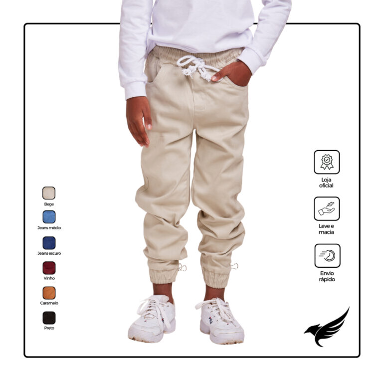 Calça Jeans Sarja Jogger Infantil Menino