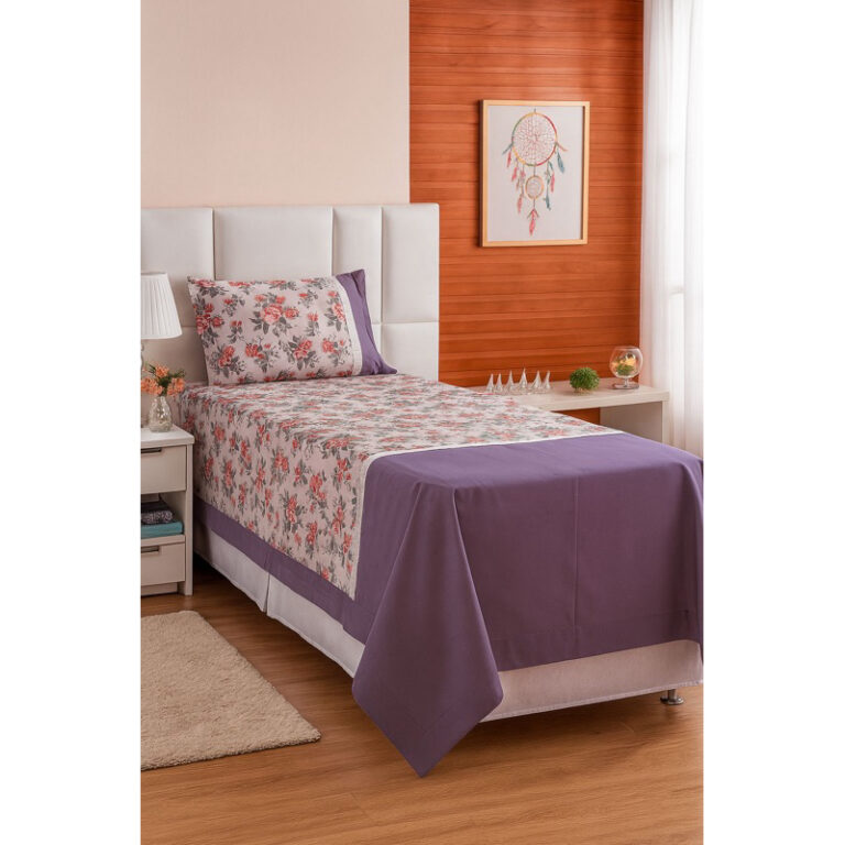 lençol solteiro floral estampado
