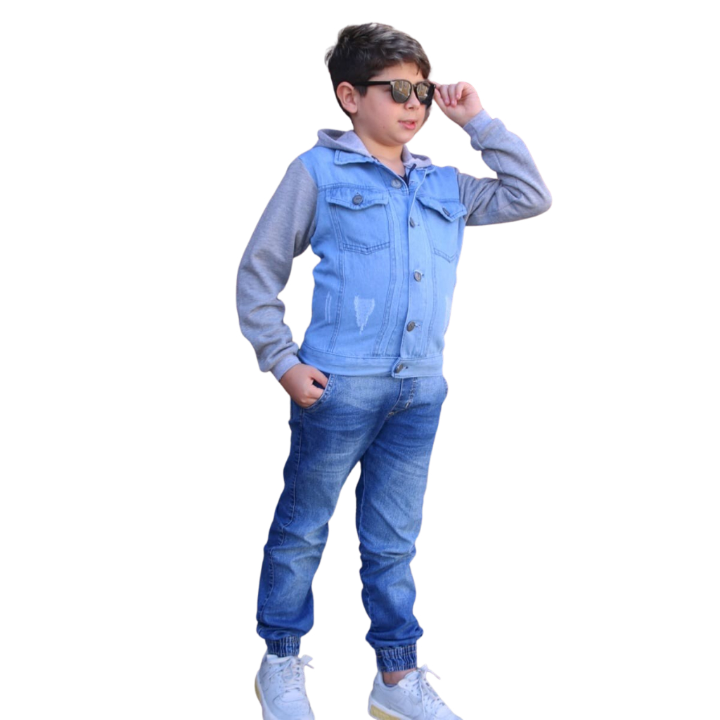 Jaqueta Jeans Infantil Juvenil unisex 1 ao 16