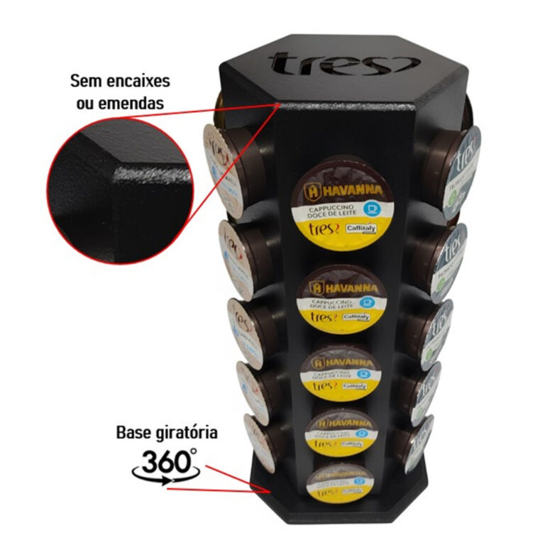 Torre Organizador Giratório 30 Cápsulas Café Tr