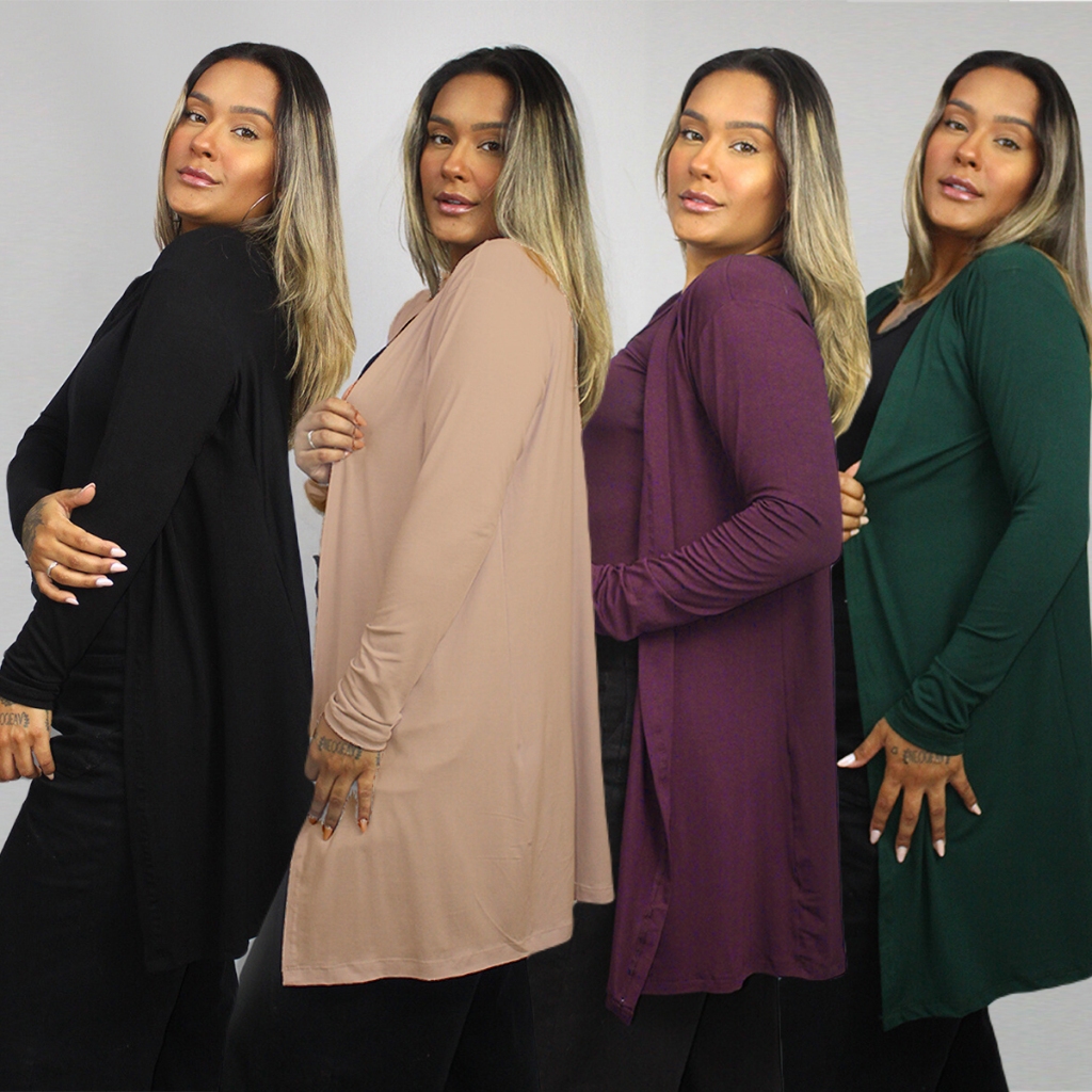 Cardian em Viscolycra Feminino Básico Modelo Sobre Tudo Tecido Super Confortável