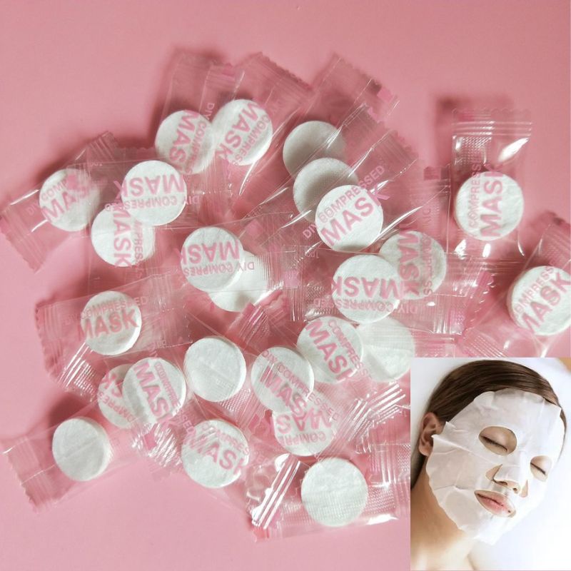 Máscara Desidratada Comprimido Compactada Facial  e Toalhas  de Algodão Diy Compressed