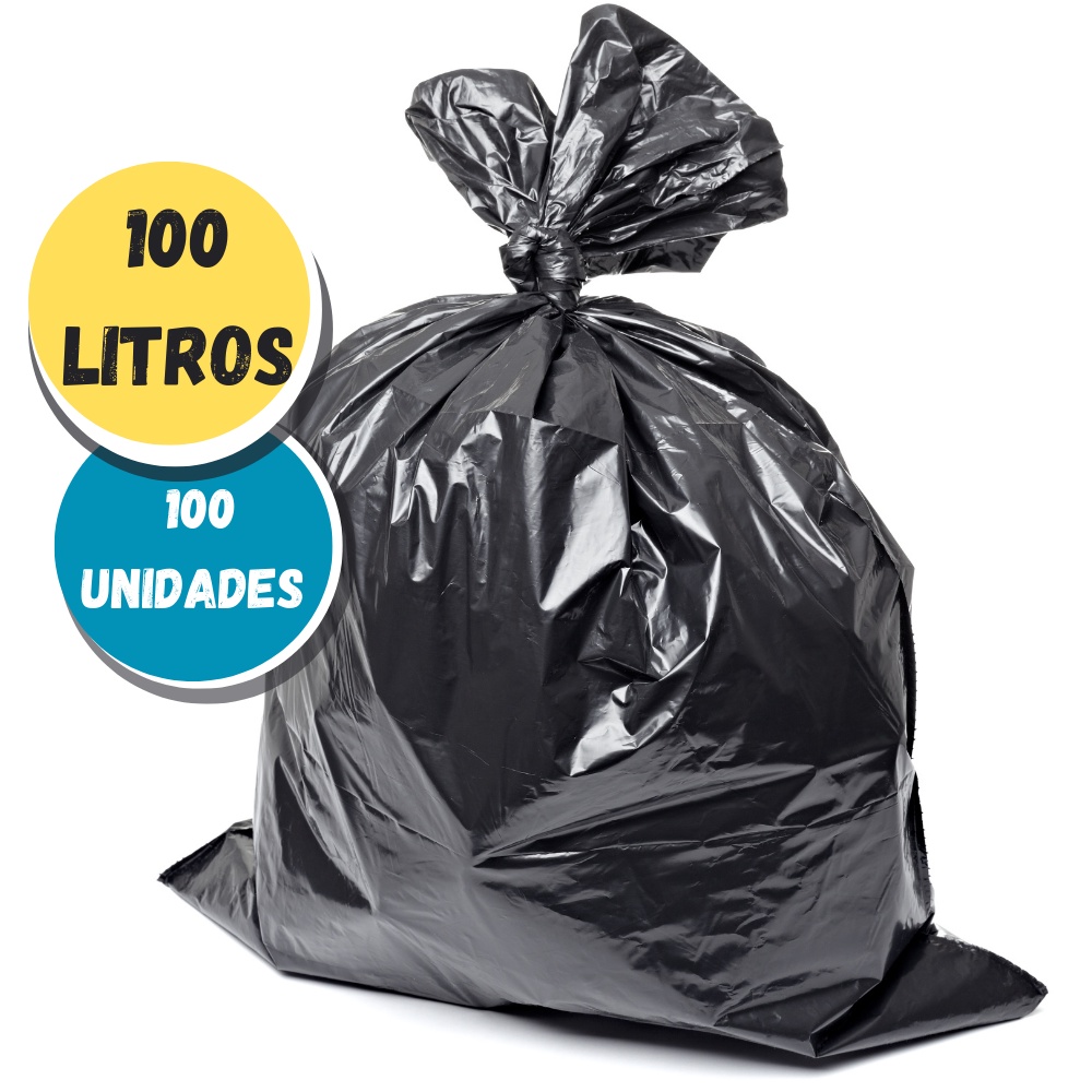 Saco de Lixo Preto 100 Litros 20/50/100 Unidades Comum e resistente- Direto da fábrica 20l 40l 60l