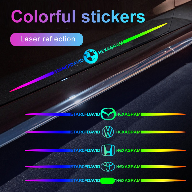 1Pcs Adesivos A Laser Refletivos Coloridos Autocolantes De Carro Moda Legal Decoração Decalques Prot