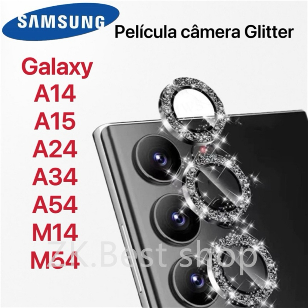Kit Lente Película De Câmera Brilhoso Para Celular Samsung S25 24 23 22 Ultra plus FE A 06 14 15 35