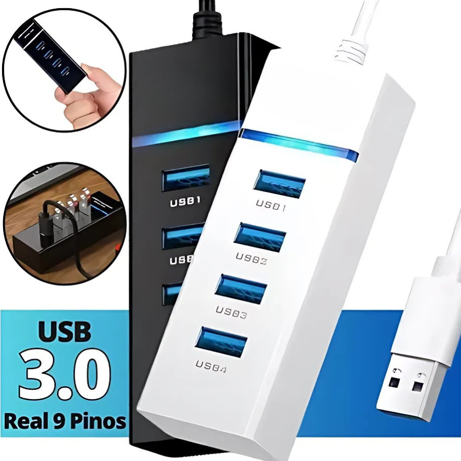 Hub USB 3.0 expansão 4/7 portas super speed 5.0Gbps UH-30 com LED indicador