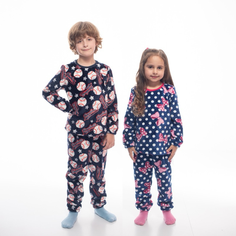 Pijama Infantil de Pelinho Fleece Mantinha Quentinho  Confortável Inverno  Meninos  Meninas  Unissex