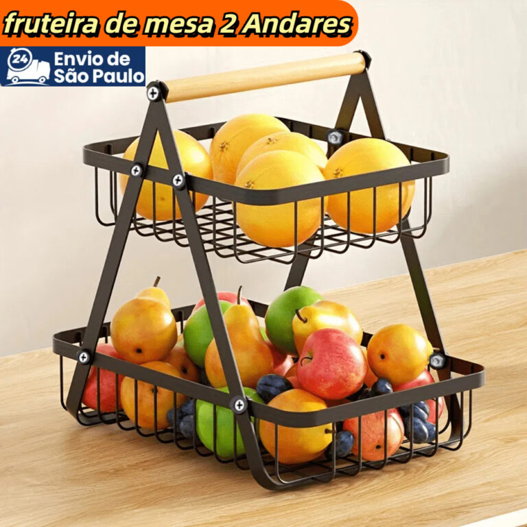 Fruteira de Mesa com 2 Andares Dupla Cesto de Frut