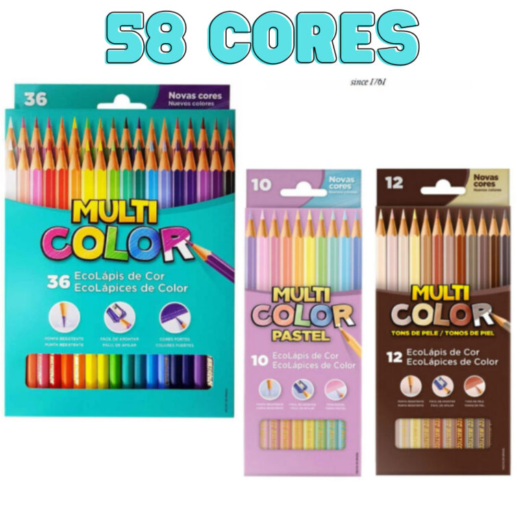 Lápis De Cor  58 Cores Multicolor(básicas + Past
