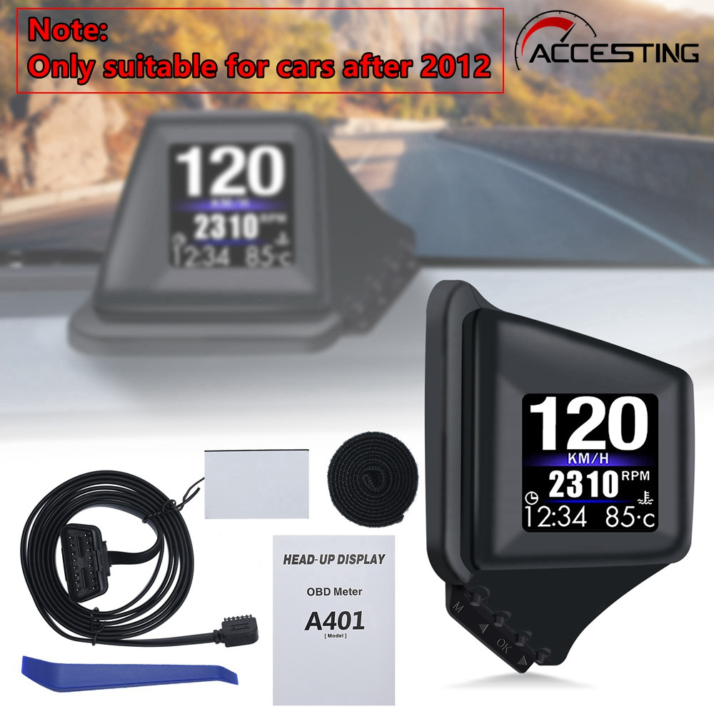 Novo Visor A401 De Cabeça-up multi-Funções HUD OBD + GPS display LCD Do Carro Com Duplo Modo De Velo