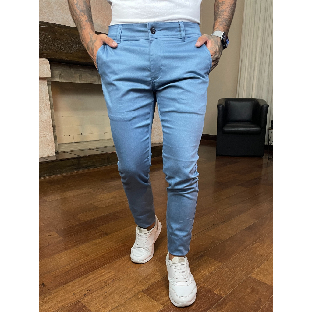 Calça Sport Fino Azul Bebê Bolso Faca Masculino