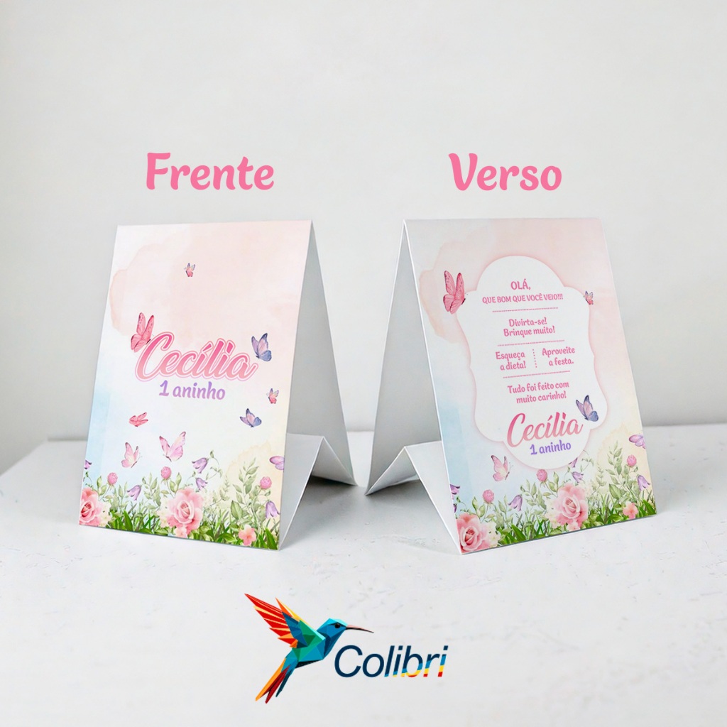 Kit Plaquinhas de agradecimento – Centro de mesa (Jardim Encantado – Jardim das Borboletas)