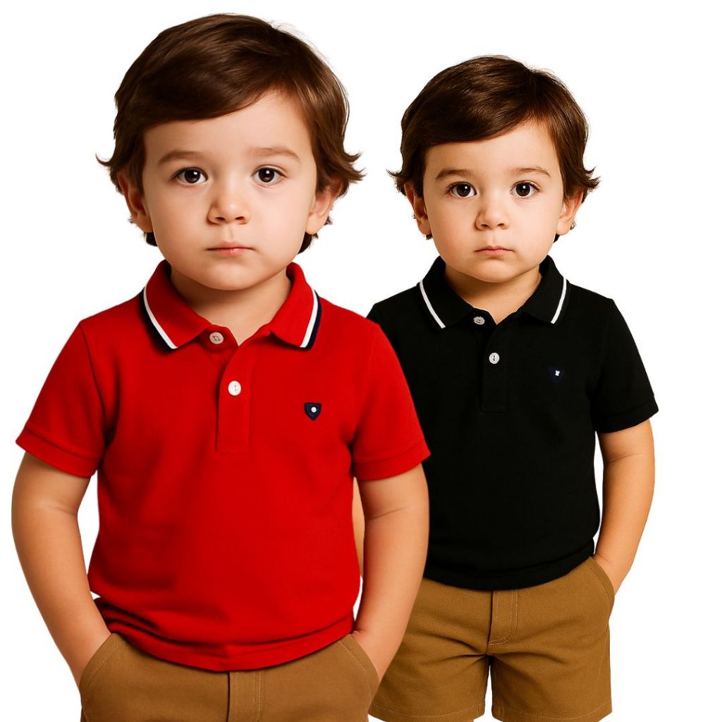 KIT 2 Camiseta Infantil Gola Polo Menino Algodao Lisa Tradicional tamanho 4 ao 10 anos Masculina Pro