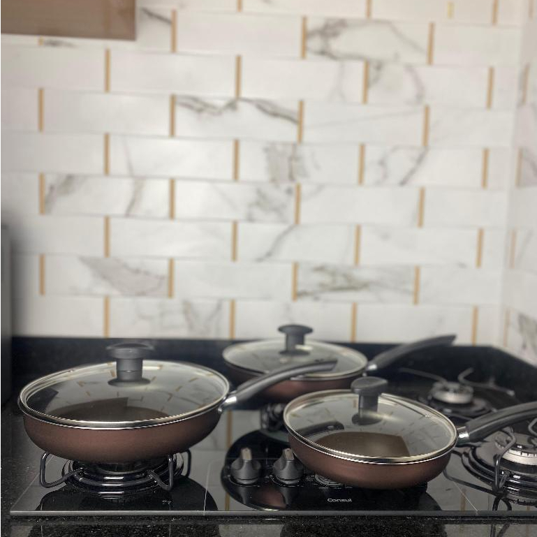 Conjunto Frigideiras 3 Peças Antiaderentes com Ta