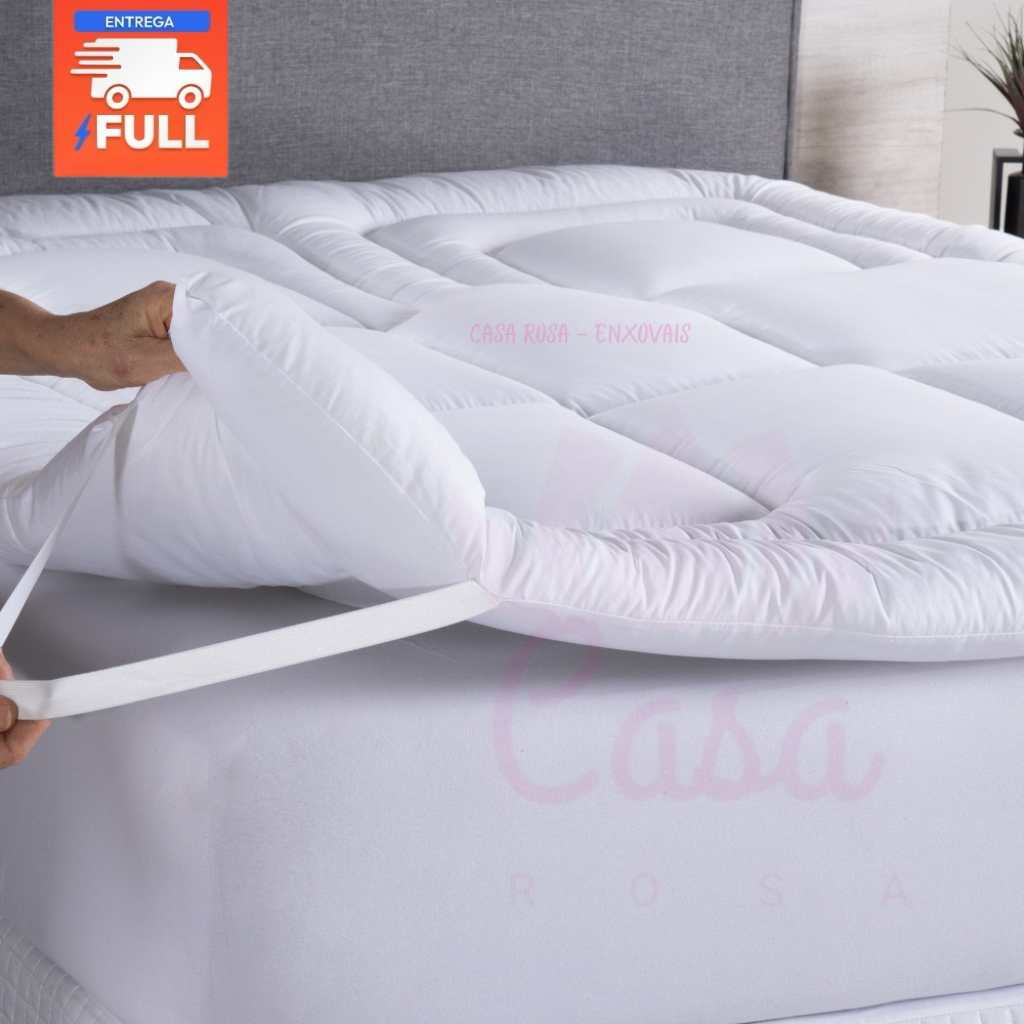 Pillow Top Casal 5cm Extra Macio Tipo Hotel | Protetor Colchão 400 Fios | Com Elástico | Lavável
