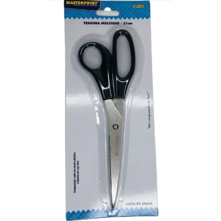 Tesoura Multiuso Grande Aço Inox 21cm Cabo Preto 